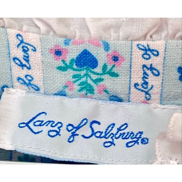 VTG LANZ OF SALZBURG FLANNEL TYROLEAN NIGHTGOWN HEART BLUE FLORAL WOMENS SZ L - Picture 5 of 9